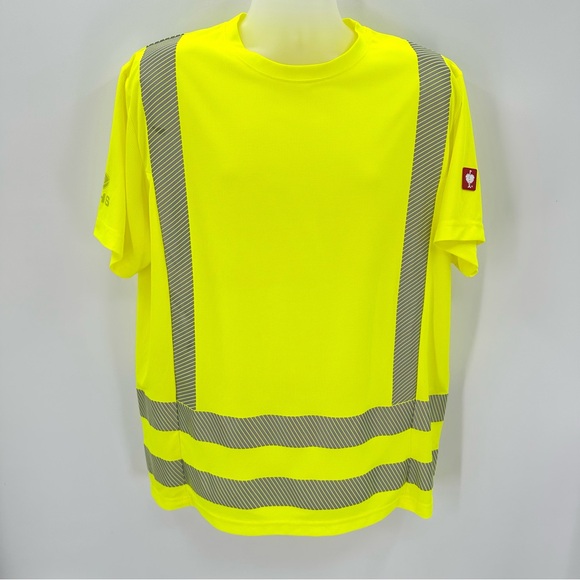 Englebert Strauss High Vis Functional Tshirt Mens XL Yellow Workwear LOGO/SPOTS - Picture 1 of 13
